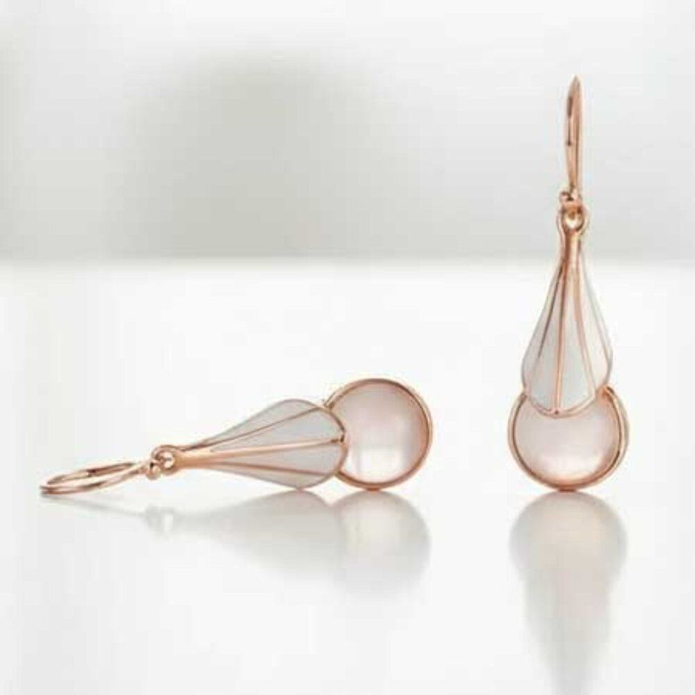 Ladies Pink Teardrop Earrings - Picture 2 of 8